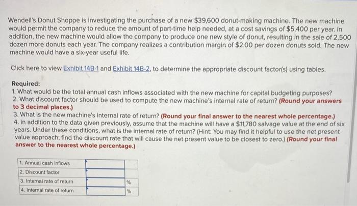 please answer in detailed steps! im studying for an exam! Wendell's Donut
