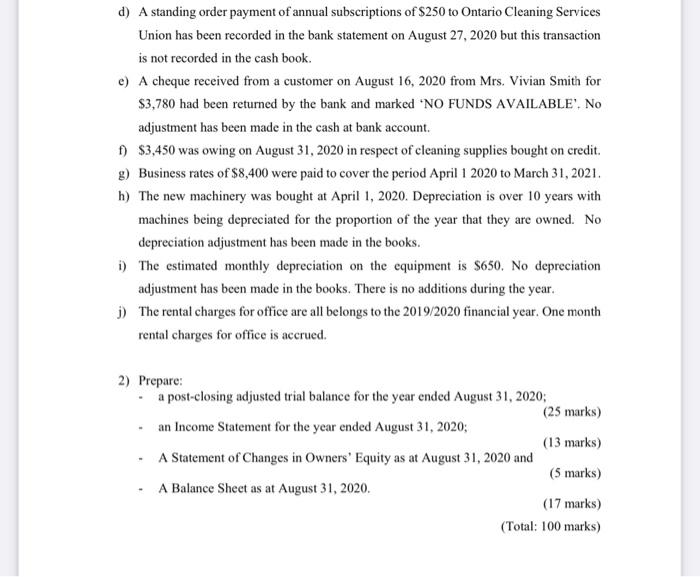 the questions . Quration 1 Shinfy Cleaning Services Company offers cleasidg services