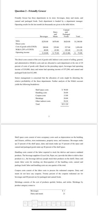  Required: 1. Apply an activity-based costing system and recalculate the operating