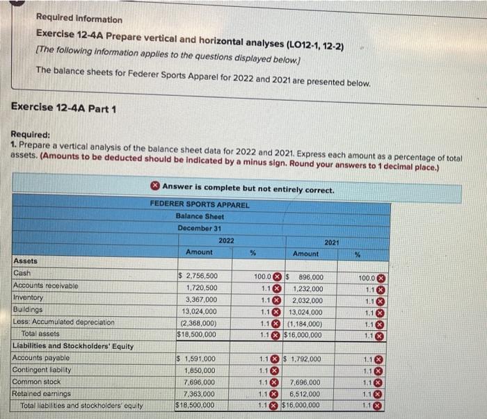 can someone help me solve this Required Information Exercise 12-4A Prepare vertical