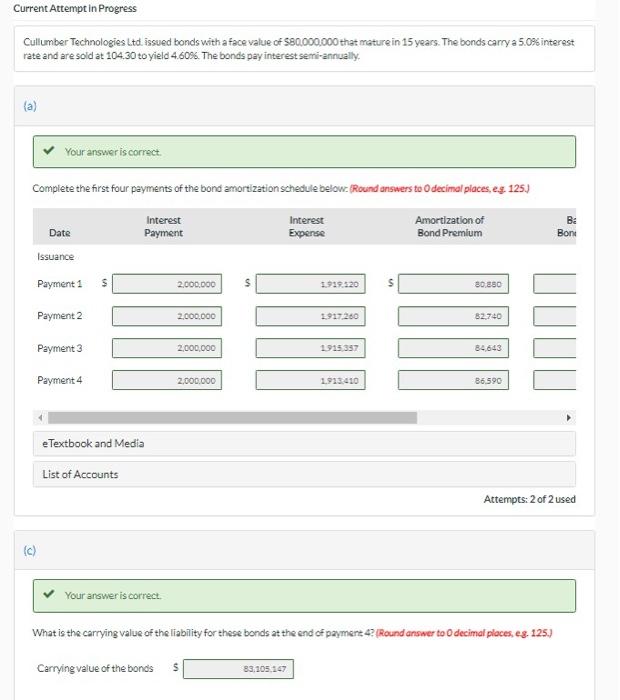  journal entry needed for payment 4 Cullumber Technologies Ltd issued bonds