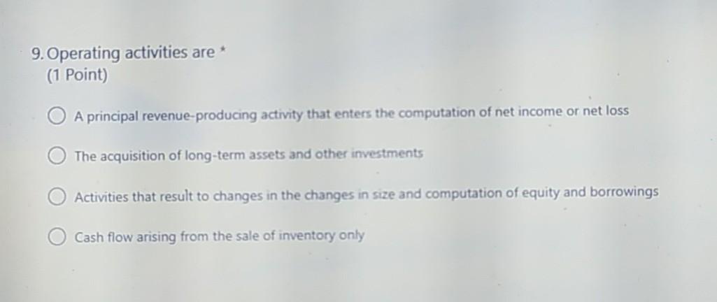 Point) True; True True; False False; False False; True 6. An entity