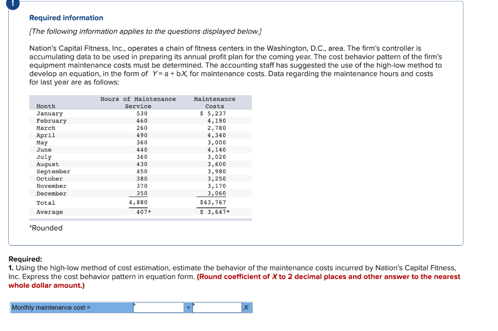Please show steps on how to find the answer. Required information (The