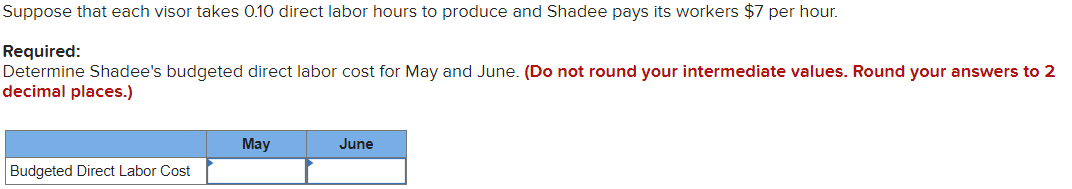 520 sun visors in May and 360 in June. Each visor sells