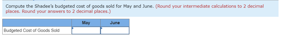 65 and 50 units, respectively. Ending finished goods inventory for June will
