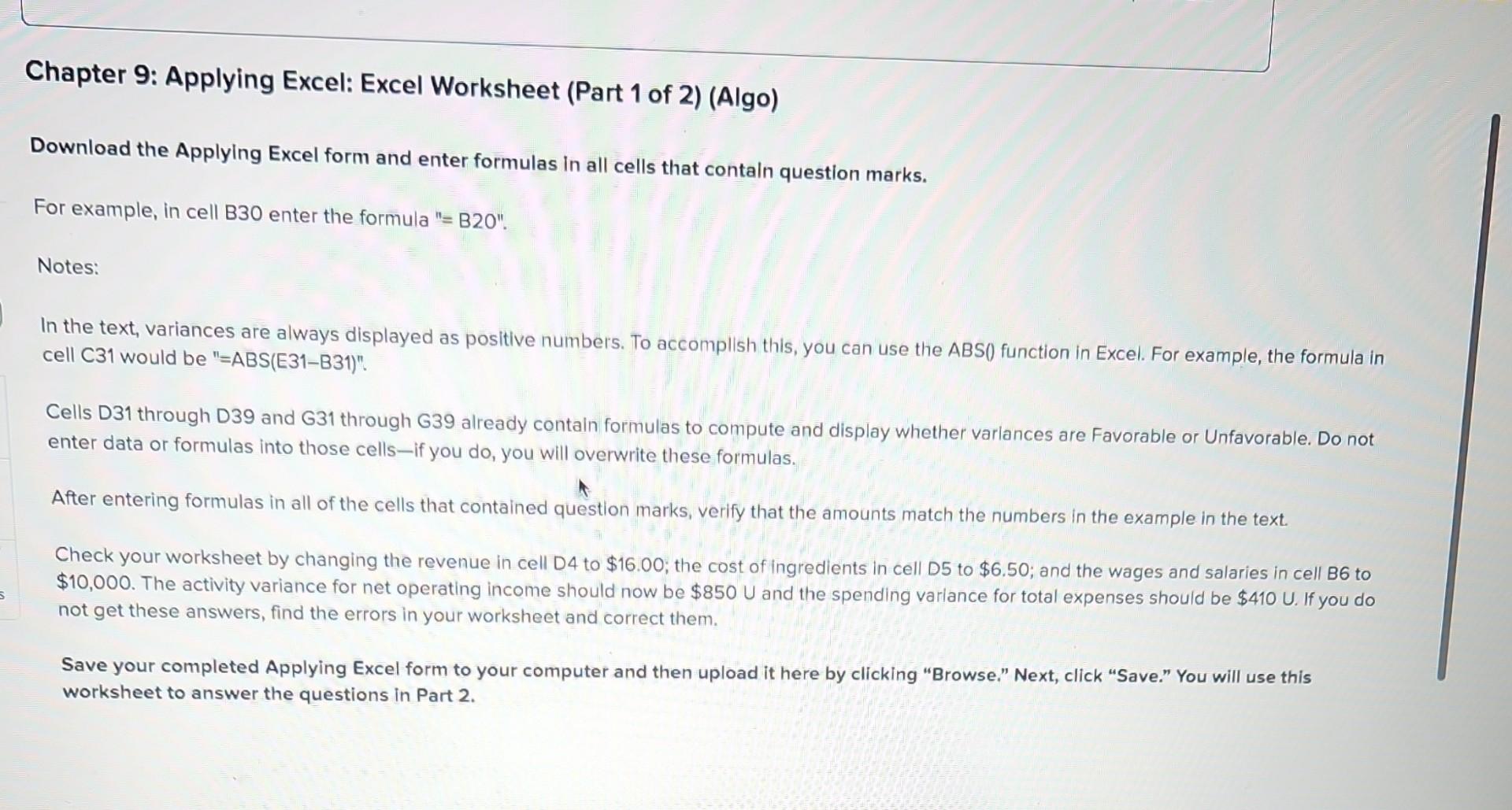 please use excel formulas and please show the formulas in notes.