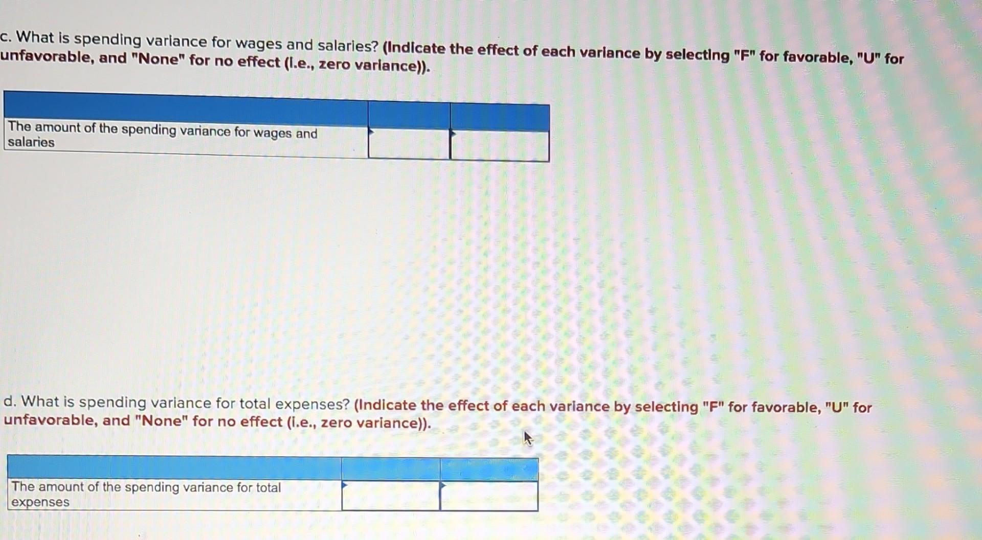B20". Notes: In the text, variances are always displayed as positive numbers.