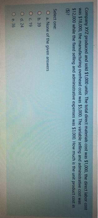 Please give me the correct answer as soon as possible! Company XYZ