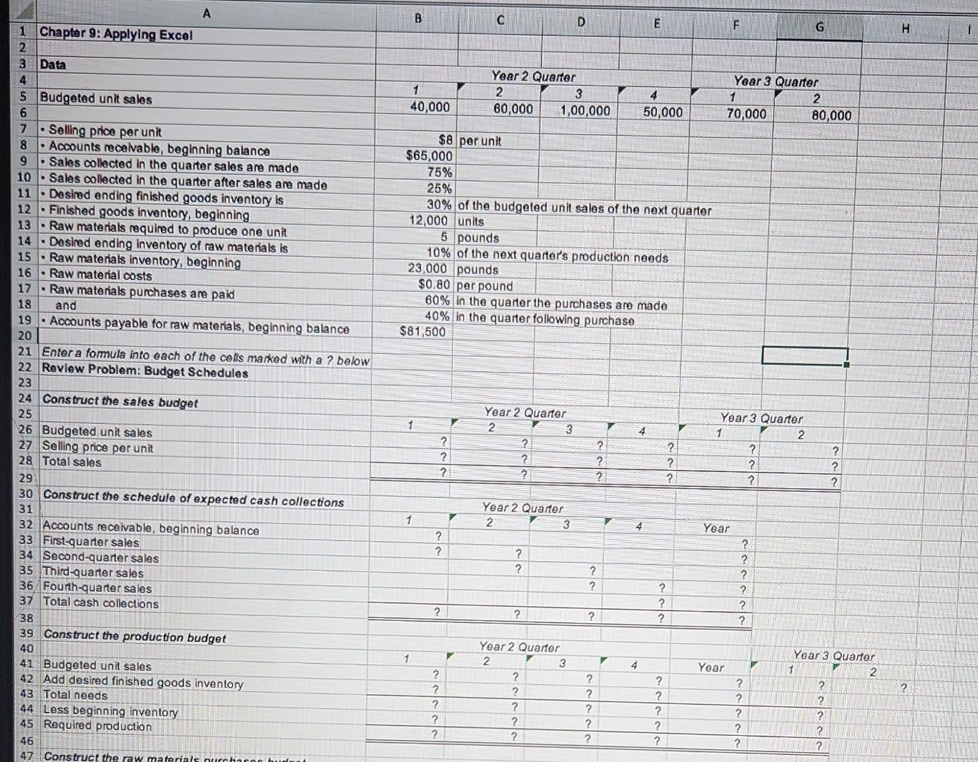thanks Chapter 9: Applying Excel: Excel Worksheet (Part 1 of 2) (Algo)