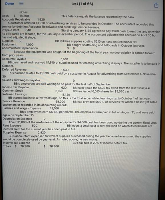 William and made notes shown in the right column Account Name Cash