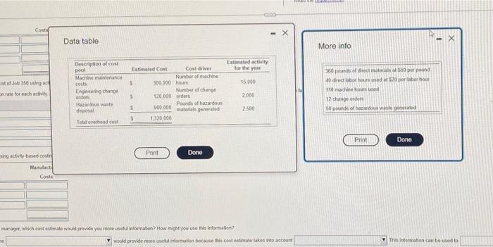 - X 1 Data table More info Description of cost rool st