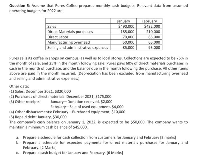 Please do it fast i need it urgently Question 5: Assume that