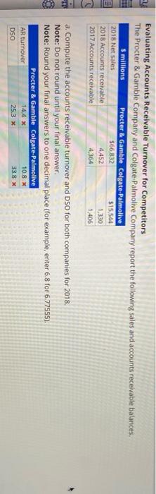 help please Evaluating Accounts Receivable Turnover for Competitors The Procter & Gamble