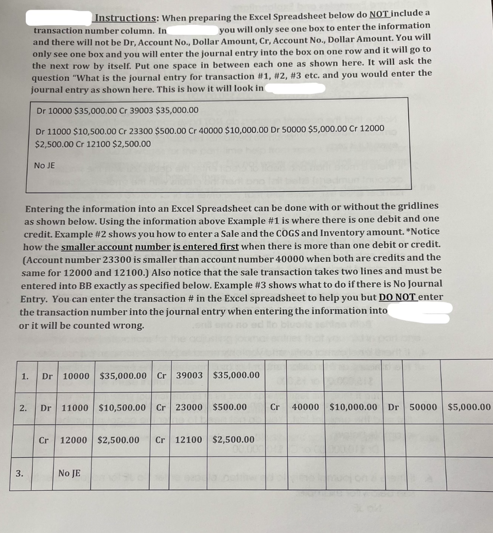 is required for the journal entries. Instead of recording the names of