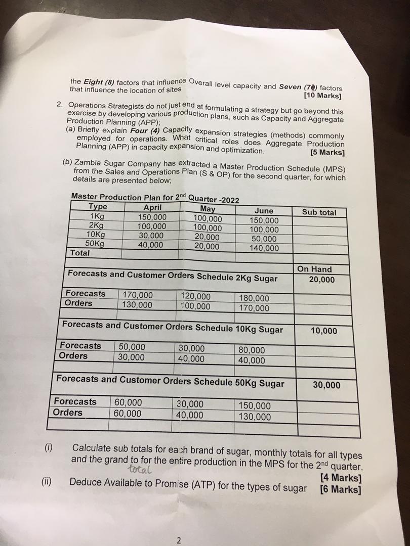 Answer Question 2 (1) (ii) the Eight (8) factors that influence