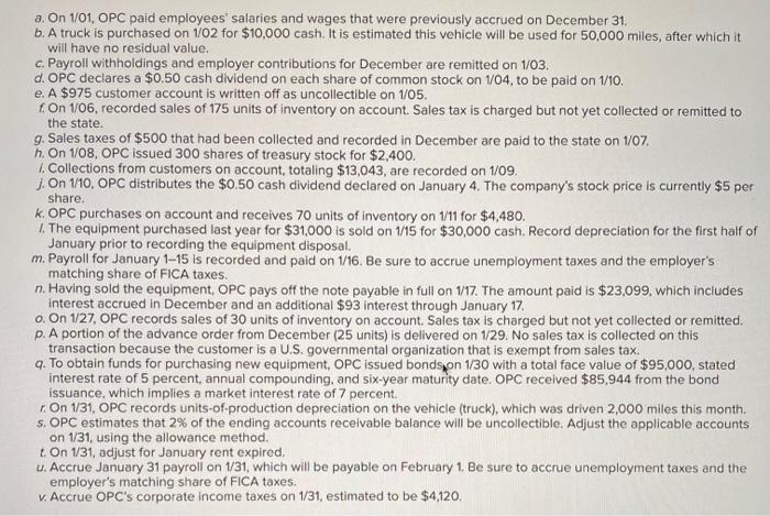 (OPC) incorporated at the beginning of last year. The balances on its