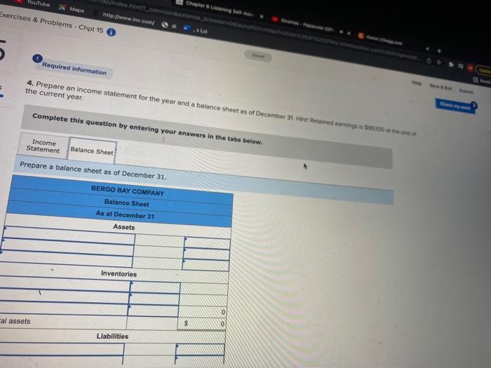 displayed below) Bergo Bay's accounting system generated the following account balances on