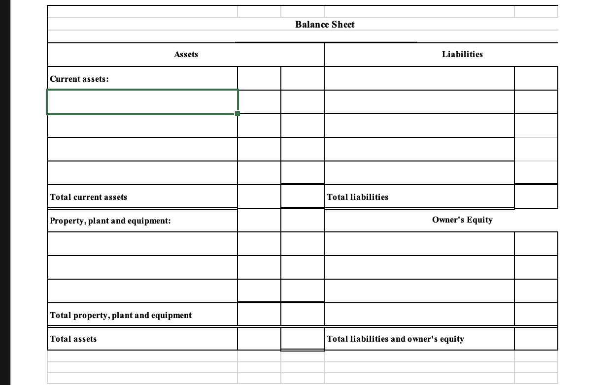 \\ Balances \end{tabular} \\ \hline Cash & & \begin{tabular}{c} Last 5 \\