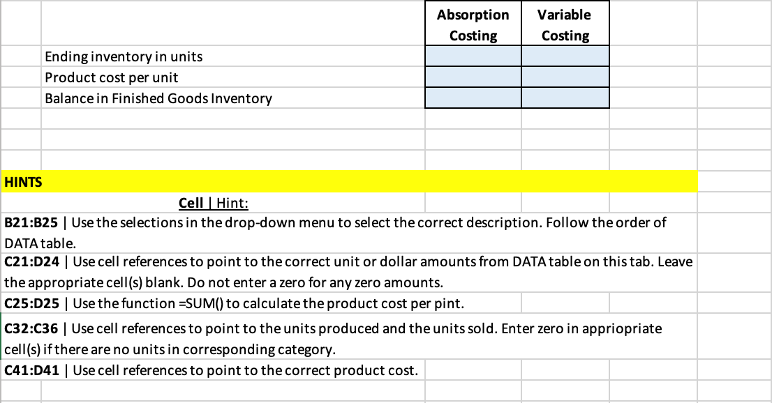 references. I always upvote. Thanks for your expertise and assistance! Variable Costing