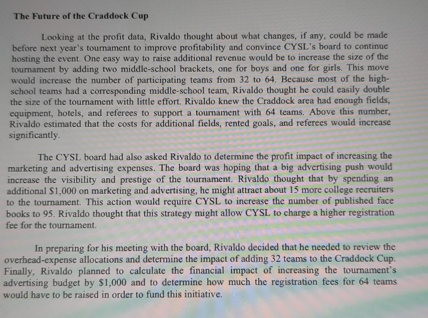 be revised or eliminated. Funding for the tournament came from team registration