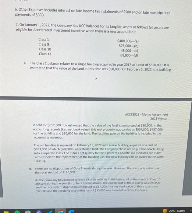 For Tax Purposes as well as the January 1,2023 UCC for all