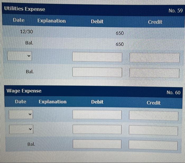Bal. 48,950 Bal. No. 12 Accounts Receivable Date Explanation Debit Credit 12/12