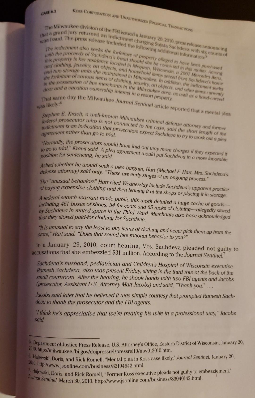 were overstated? CASE 6.3 Koss Corporation and Unauthorized Financial Transactions the Beatles