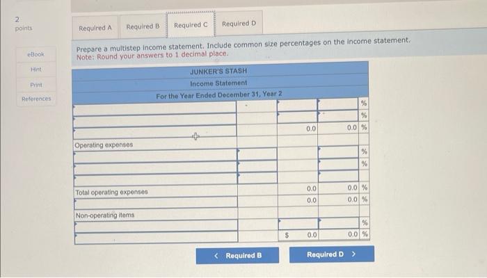 statements model. Duting Yeor 2, Junkerts Stash experienced the foliowing business events: