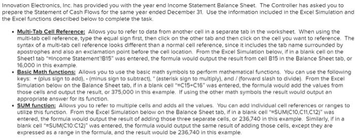  please provide the solutions & formulas with cell numbers nnovation Electronics,