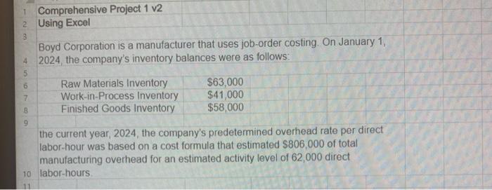  Comprehensive Project 1 v2 Using Excel Boyd Corporation is a manufacturer