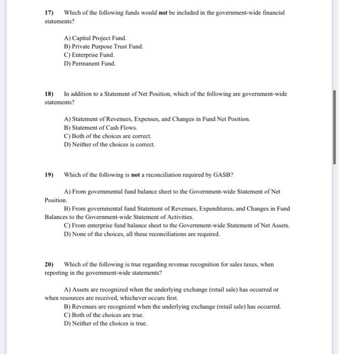 Choose the one alternative that best completes the statement or answers the