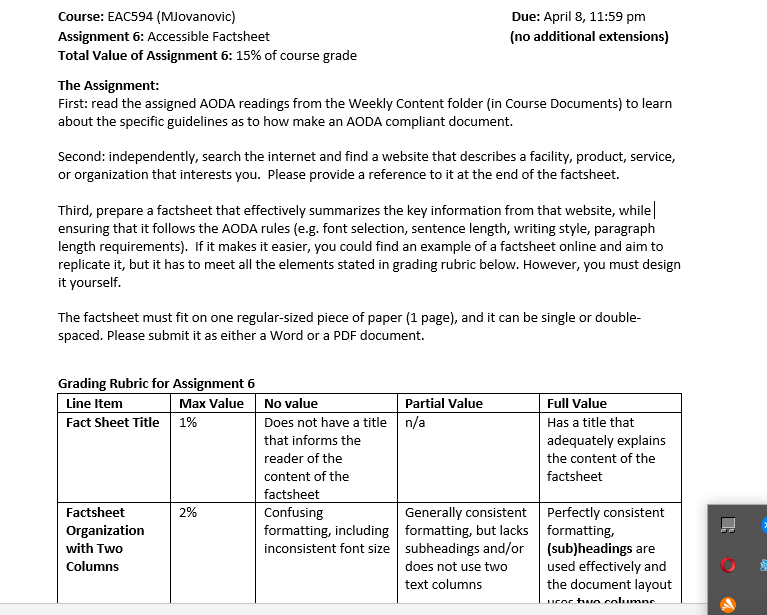 please answer fully Course: EAC594 (MJovanovic) Due: April 8, 11:59 pm Assignment
