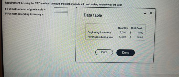  sold 18,100 units during the year Requirement 2. Using the FIFO