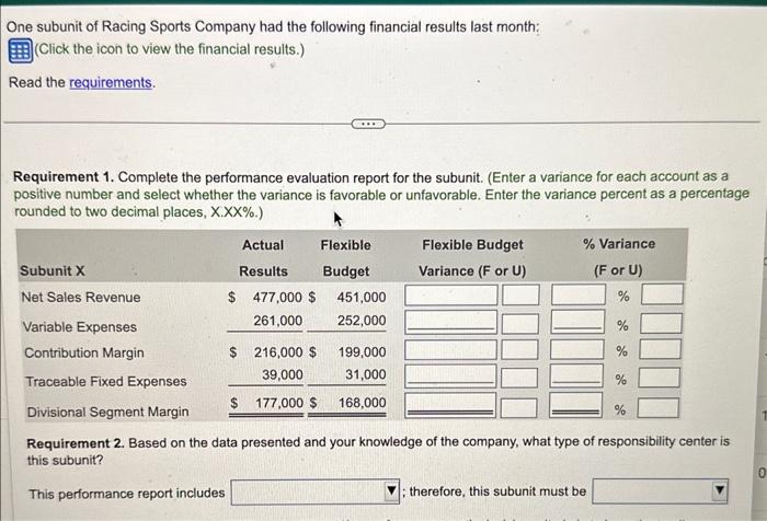with data provided in the first photo. I provided the dropdown options