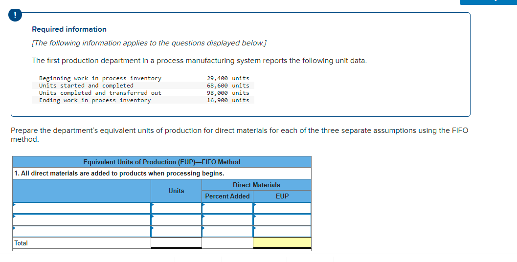  Please answer all parts for positive feedback :) Required information [The