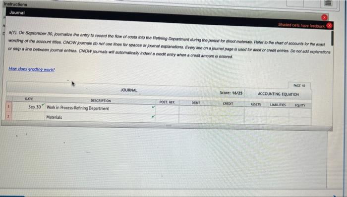 please help ACC 202 Instructions Journal Shaded cels have feedback at) on