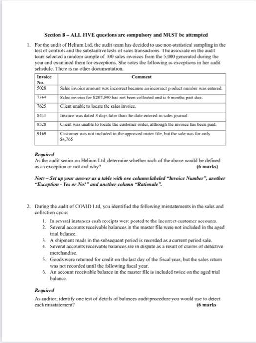  Section B - ALL FIVE questions are compulsory and MUST be