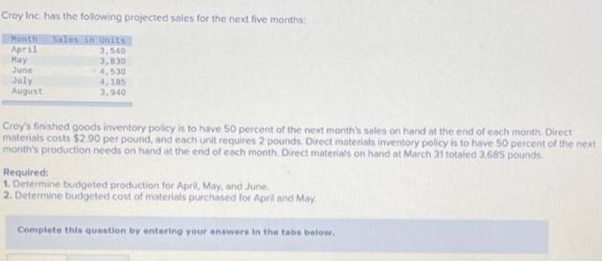 Need answer in proper explanation and in step by step form Croy