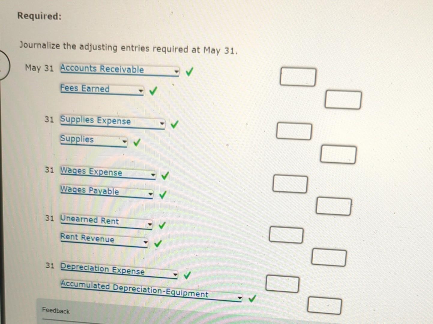 data were accumulated to assist the accountant in preparing the adjusting entries