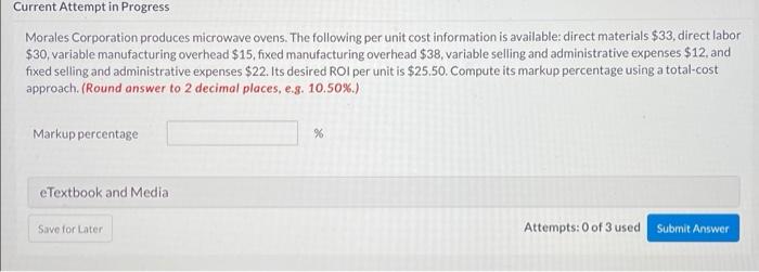 Question 2.1 Answer correctly for Like! Current Attempt in Progress Morales Corporation