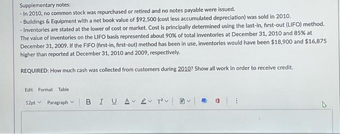 supplementary notes of the "Initech Company" are shown below. INITECH COMPANY Statement