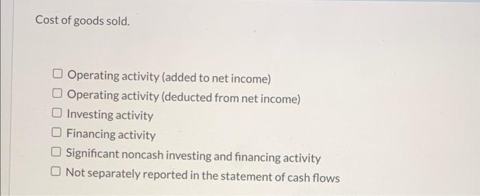 cash unless there is information to the contrary, Indicate where each item