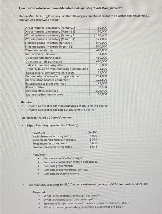 REGISTRERE Fjercicio 1. Corte de los actores Cost of GoodMonfected Nog endringer