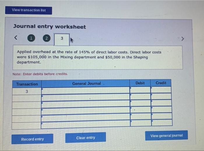  full question View transaction list Journal entry worksheet 1 2 ARRAY