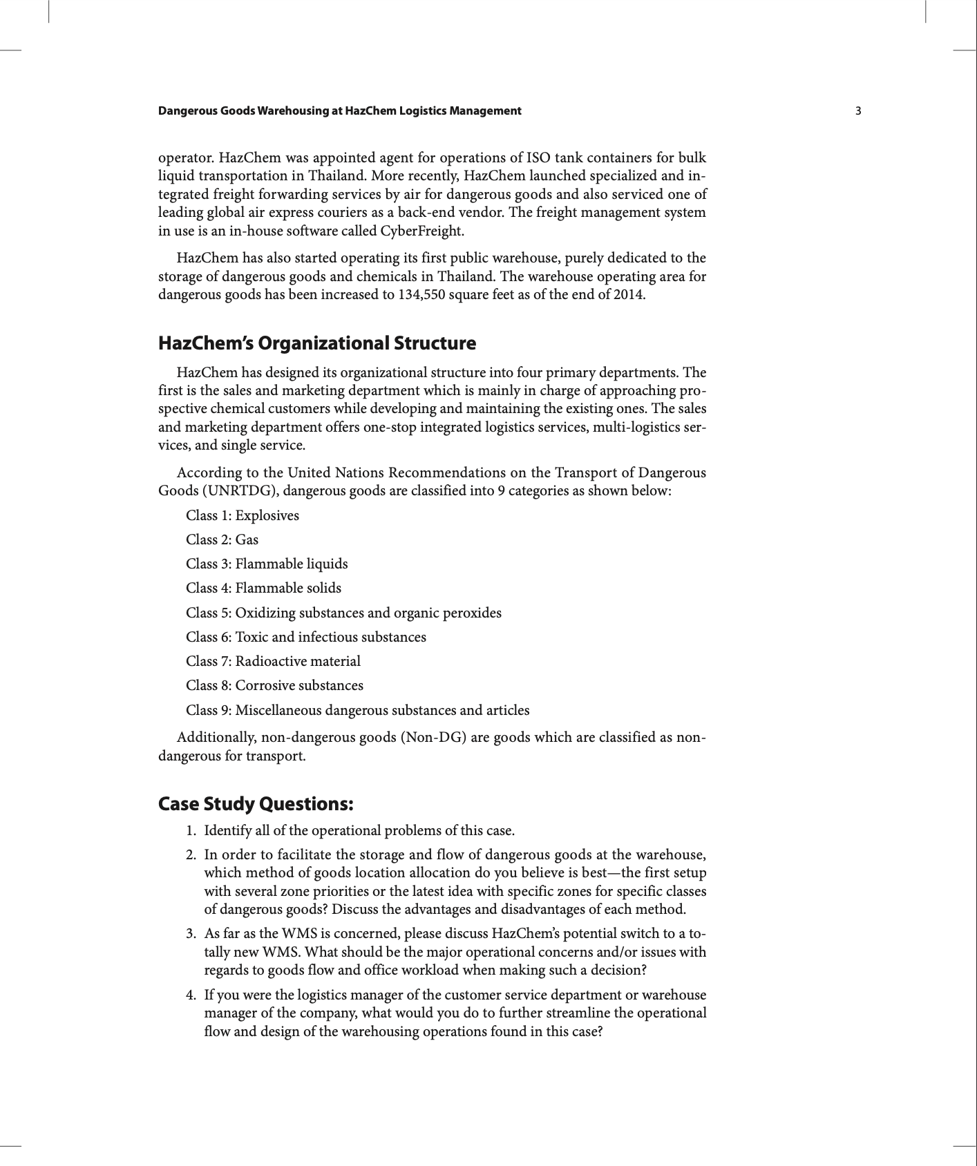 GOODS WAREHOUSING AT HAZCHEM LOGISTICS MANAGEMENT INTRODUCTION HazChem Logistics Management Co., Lid.