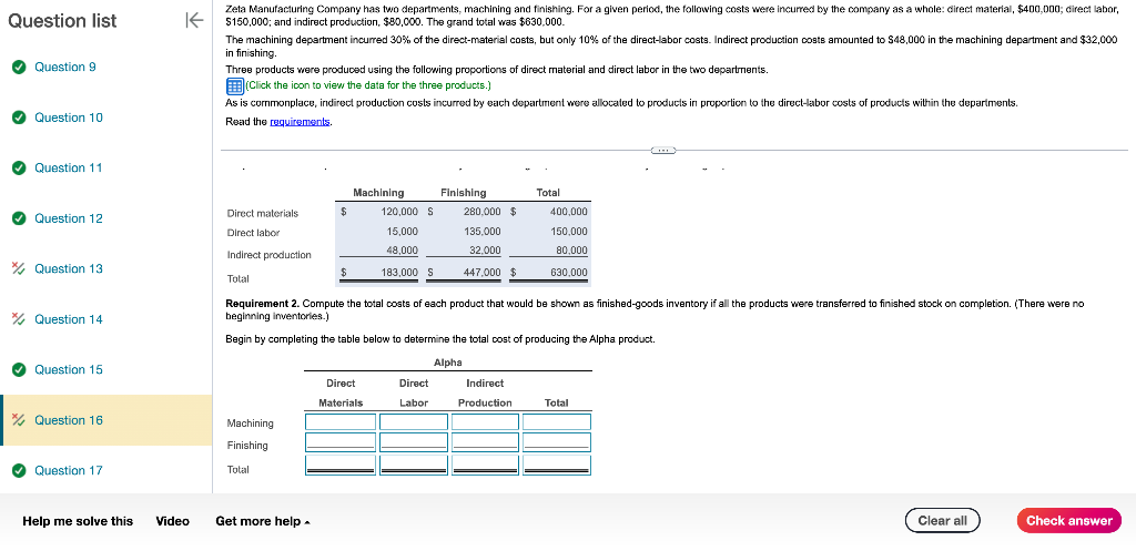 Product Direct Material Direct Labor Alpha 20% 10% Beta 50% 50%