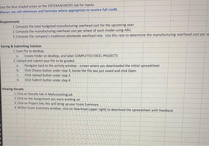 2 Instructions 1. Compute the total budgeted manufacturing overhead cost for the