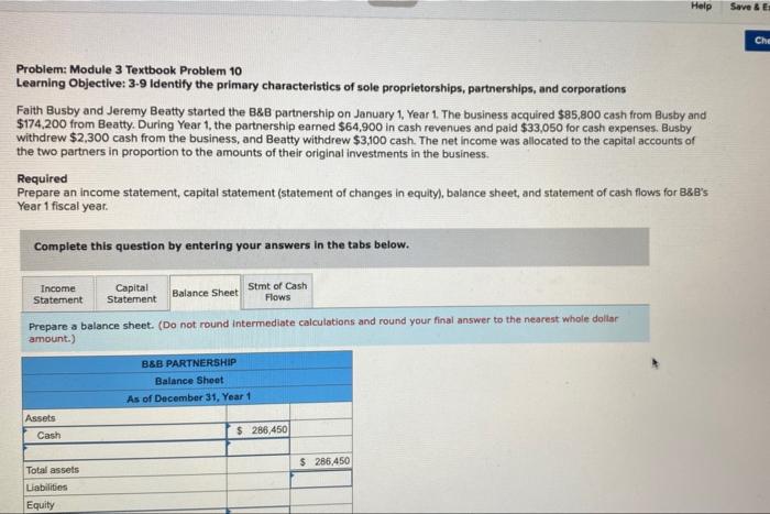 10 Help Save & Che Problem: Module 3 Textbook Problem 10 Learning