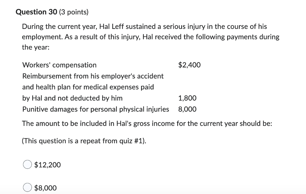 Please complete all During the current year, Hal Leff sustained a serious