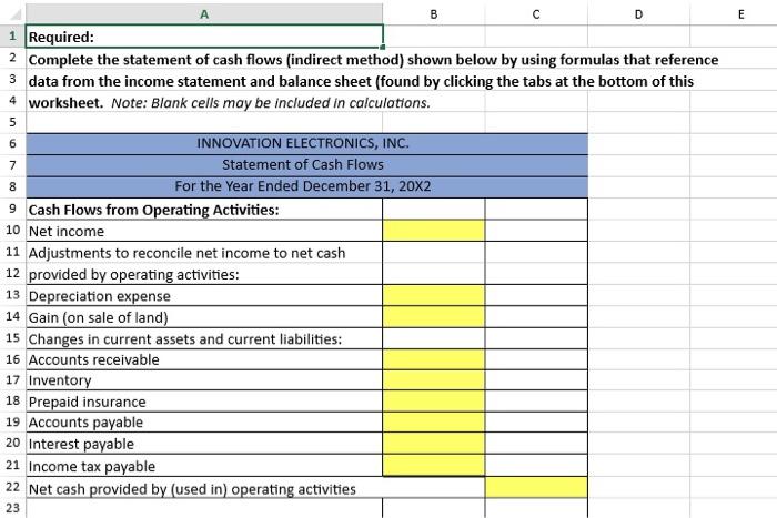  please provide the solution & formulas with cell numbers \begin{tabular}{l|l|l|l|} \hline